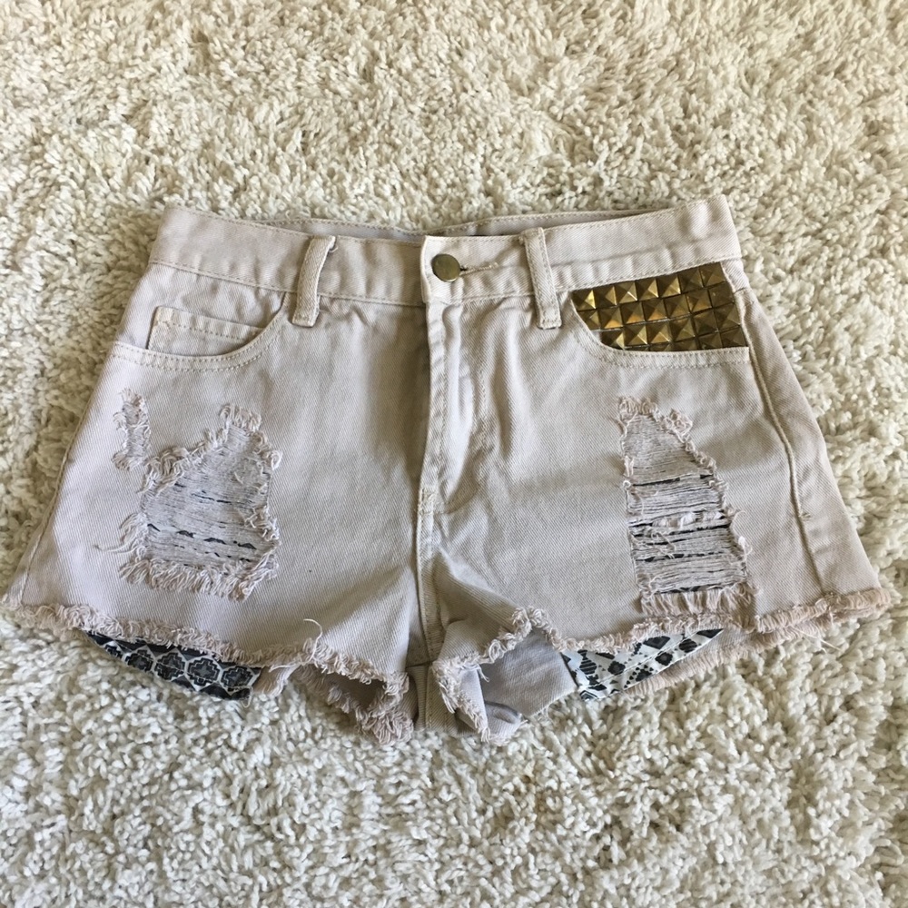 Forever 21 High Waisted Studded Denim Shorts 24